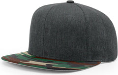 Richardson 510 Acrylic-Wool Blend Flatbill Snapback Cap - Heather Charcoal Green Camo - Heather Dark Gray Green Camo