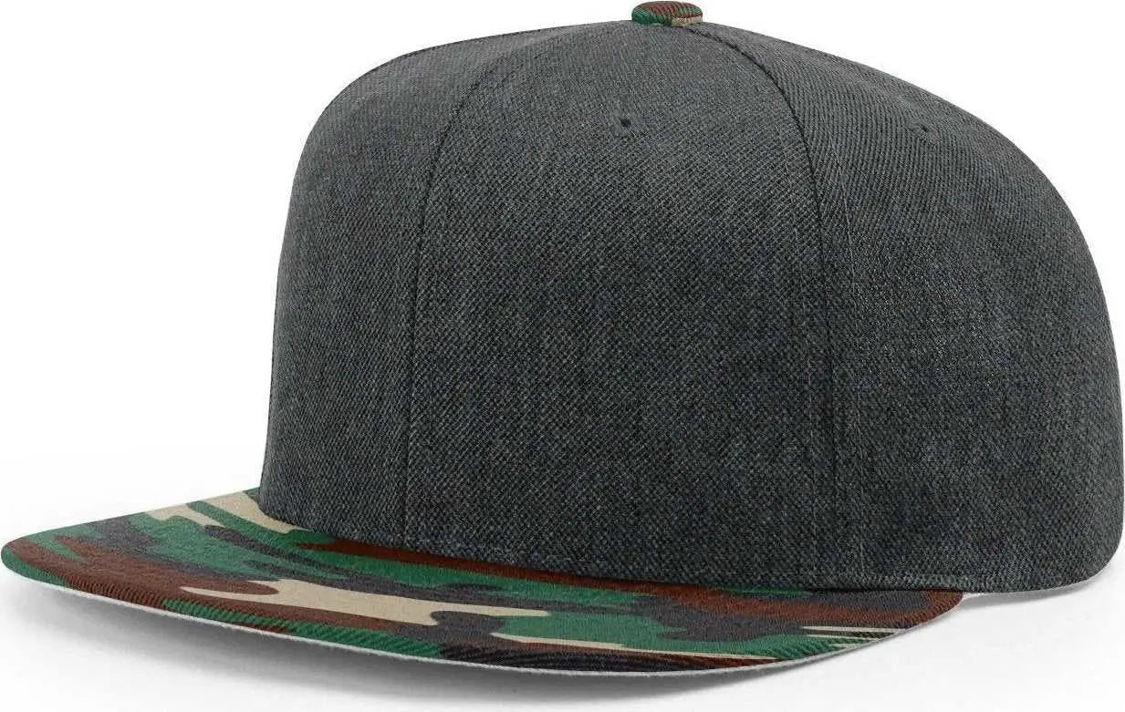 Richardson 510 Wool Flatbill Snapback Caps Combo Heather Charcoal Green Camo Multi Colored / OSFM