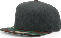 Richardson 510 Wool Flatbill Snapback Caps Combo Heather Charcoal Green Camo Multi Colored / OSFM
