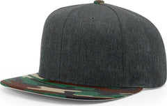 Richardson 510 Wool Flatbill Snapback Caps Combo Heather Charcoal Green Camo Multi Colored / OSFM
