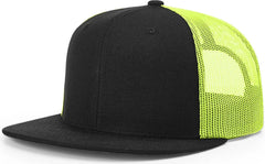 Richardson 511 Acrylic-Wool Blend Flatbill Trucker Cap - Black Neon Yellow - Black Yellow / OSFM