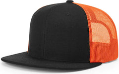 Richardson 511 Acrylic-Wool Blend Flatbill Trucker Cap - Black Neon Orange - Black Orange / OSFM