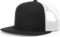 Richardson 511 Acrylic-Wool Blend Flatbill Trucker Cap - Black White - Black White / OSFM