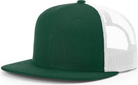 Richardson 511 Acrylic-Wool Blend Flatbill Trucker Cap - Dark Green White - Forest White / OSFM