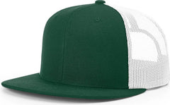 Richardson 511 Acrylic-Wool Blend Flatbill Trucker Cap - Dark Green White - Forest White / OSFM