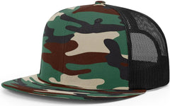 Richardson 511 Acrylic-Wool Blend Flatbill Trucker Cap - Green Camo Black - Green Camo Black / OSFM