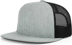 Richardson 511 Acrylic-Wool Blend Flatbill Trucker Cap - Heather Gray Black - Gray Black / OSFM