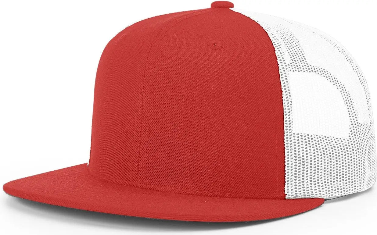 Richardson 511 Acrylic-Wool Blend Flatbill Trucker Cap - Red White - Red White / OSFM