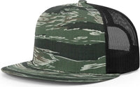 Richardson 511 Acrylic-Wool Blend Flatbill Trucker Cap - Tiger Camo Black - Tiger Camo Black / OSFM