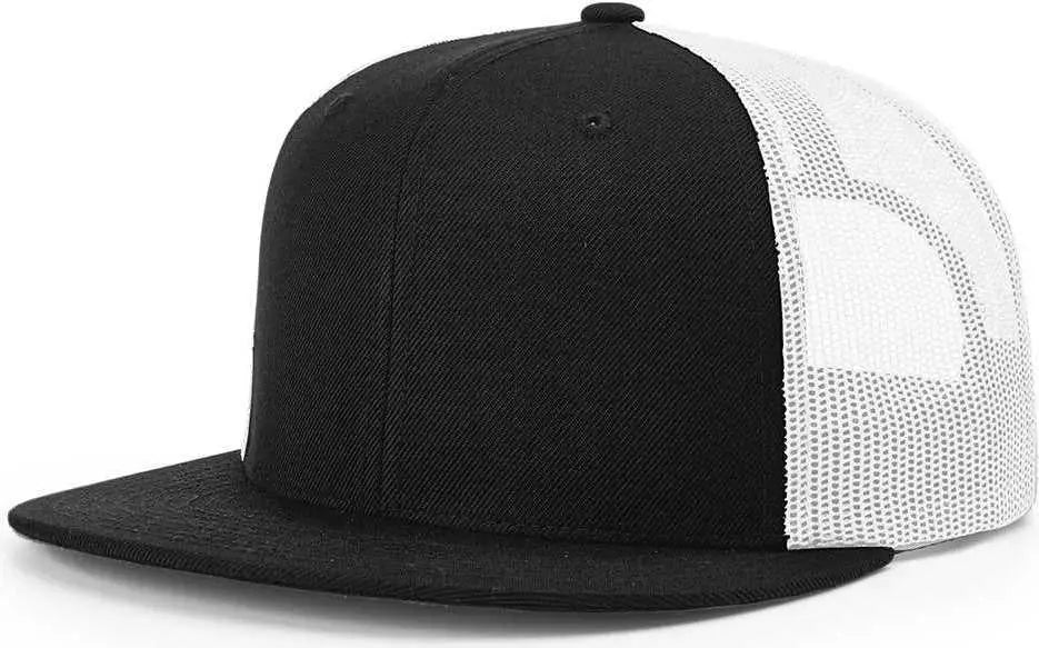 Richardson 511 Wool Blend Flat Bill Trucker Caps - Black White - Black White / OSFM