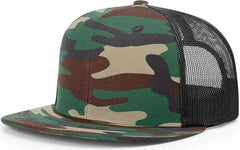 Richardson 511 Wool Blend Flat Bill Trucker Caps - Green Camo Black - Green Black / OSFM