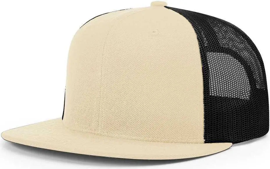 Richardson 511 Wool Blend Flat Bill Trucker Caps Khaki Black Khaki Black / OSFM