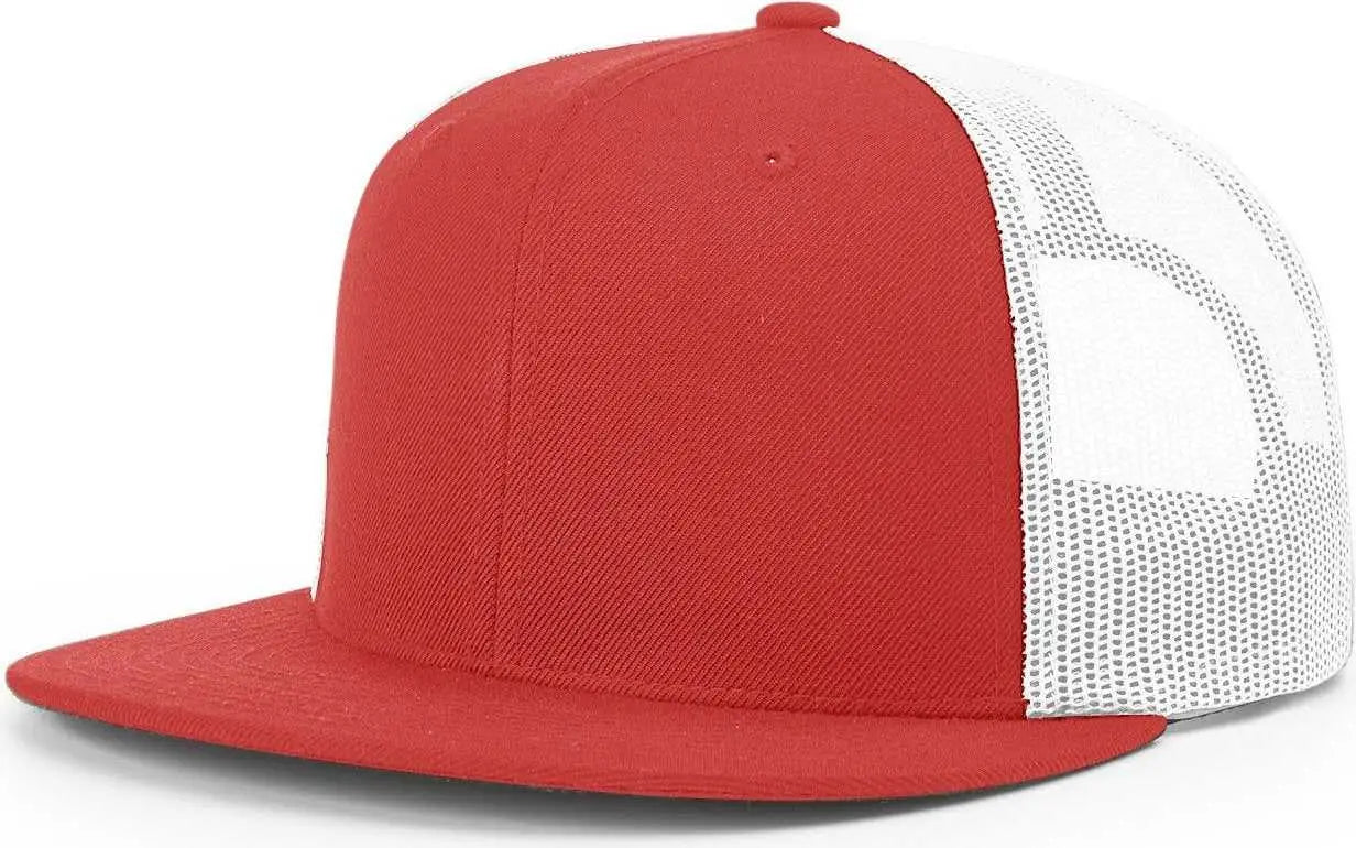 Richardson 511 Wool Blend Flat Bill Trucker Caps - Red Whte - Red Whte / OSFM