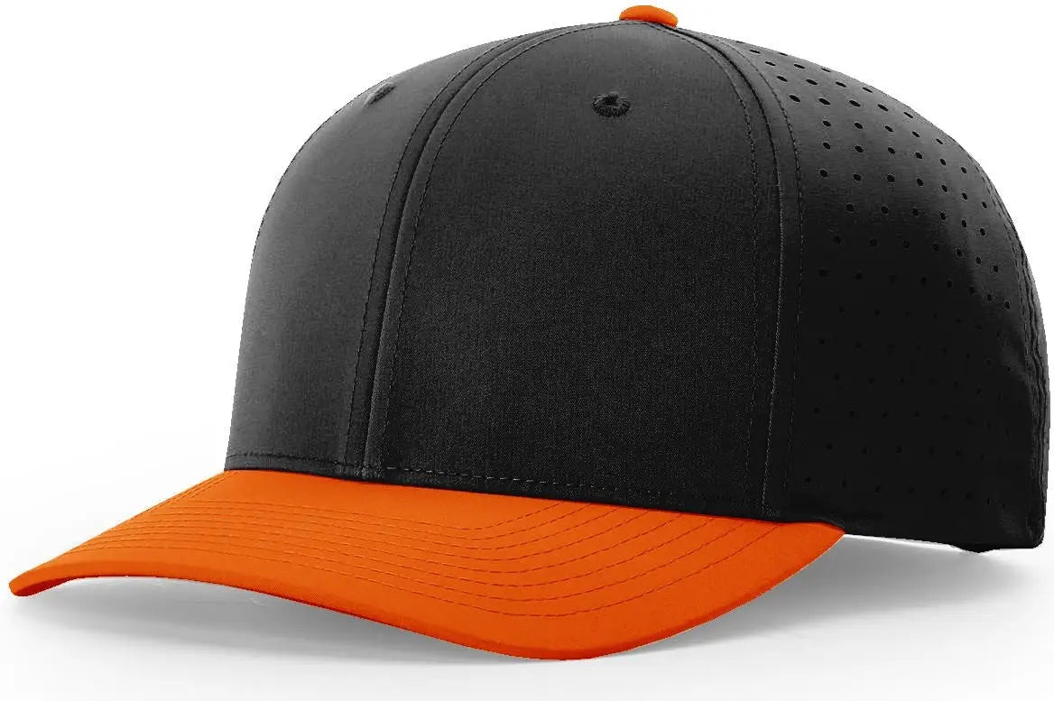 Richardson 632 Laser Perf R-Flex Snapback Cap - Black Orange - Black Orange / S