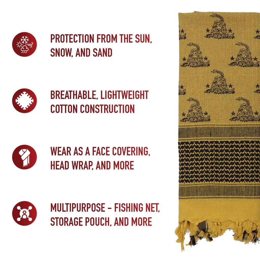 Rothco Gadsden Snake Shemagh Tactical Desert Scarf