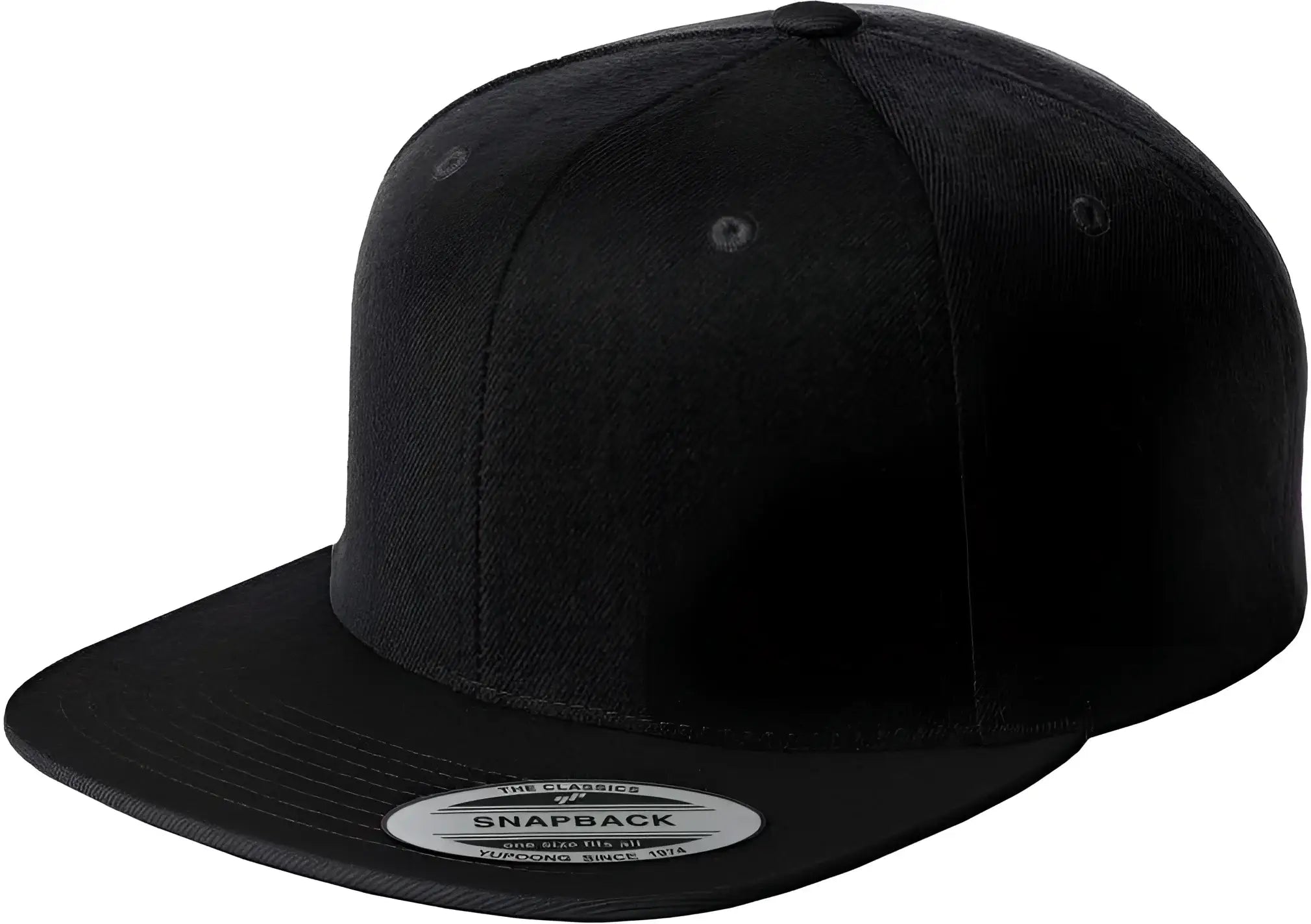 Sport-Tek STC19 Yupoong Flat Bill Snapback Cap - Black - Black / 6 5/8’’ - 7 1/8’’
