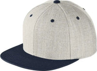 Sport-Tek STC19 Yupoong Flat Bill Snapback Cap - Heather Gray True Navy - Light Gray Navy / OSFM
