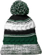 Sport-Tek STC21 Pom Pom Team Beanie - Forest Green Black White - Forest Black / One Size Fits Most