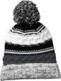 Sport-Tek STC21 Pom Pom Team Beanie - Iron Gray Black White - Dark Gray Black / One Size Fits Most