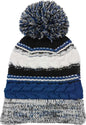 Sport-Tek STC21 Pom Pom Team Beanie - True Royal Black White - Royal Black / One Size Fits Most