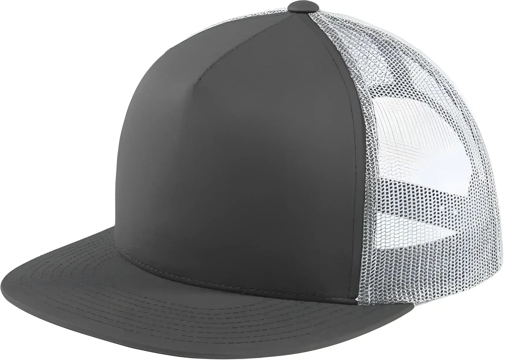 Sport-Tek STC38 Yupoong 5-Panel Classic Trucker Mesh Back Cap - Graphite White - Dark Gray White / Adult OSFM