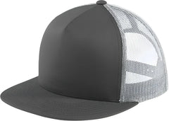 Sport-Tek STC38 Yupoong 5-Panel Classic Trucker Mesh Back Cap - Graphite White - Dark Gray White / Adult OSFM