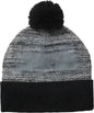 Sport Tek STC41 Heather Pom Pom Beanie STC41Black Gray Heather Black Gray / 6 3/4’’ 7 1/4’’