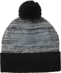 Sport Tek STC41 Heather Pom Pom Beanie STC41Black Gray Heather Black Gray / 6 3/4’’ 7 1/4’’