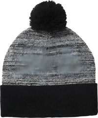 Sport Tek STC41 Heather Pom Pom Beanie STC41Black Gray Heather Black Gray / 6 3/4’’ 7 1/4’’