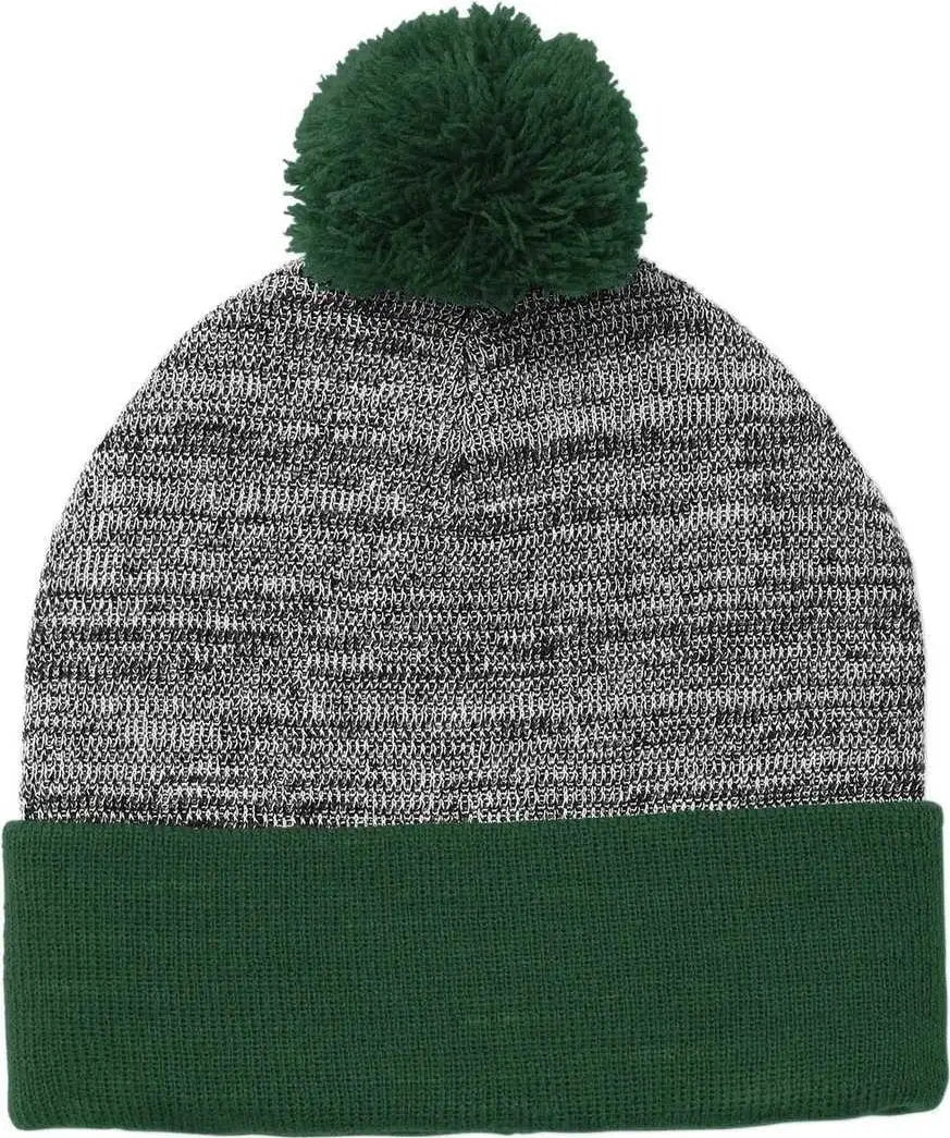Sport Tek STC41 Heather Pom Pom Beanie STC41Forest Green Gray Heather Forest Gray / 7 1/8’’ 7 5/8’’