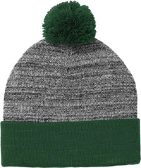 Sport Tek STC41 Heather Pom Pom Beanie STC41Forest Green Gray Heather Forest Gray / 7 1/8’’ 7 5/8’’