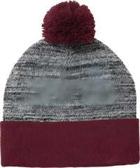 Sport Tek STC41 Heather Pom Pom Beanie STC41Maroon Gray Heather Blue / 7 1/8’’ 7 5/8’’