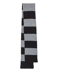 Sportsman SP02 Rugby-Striped Knit Scarf - Heather Black Heather Grey - Black Gray / One Size Fits Most