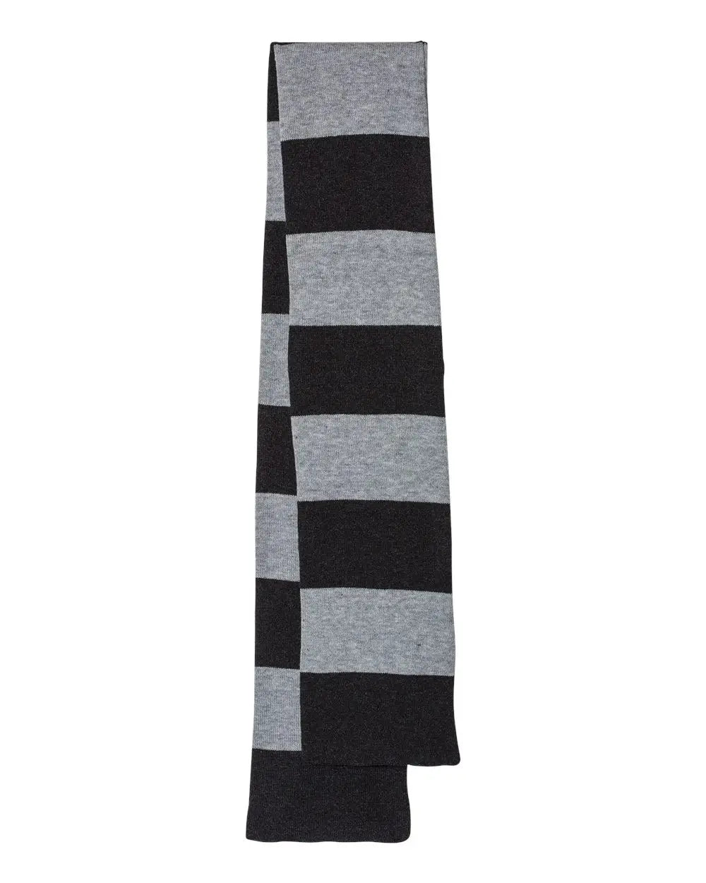 Sportsman SP02 Rugby-Striped Knit Scarf - Heather Black Heather Grey - Black Gray / One Size Fits Most