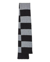 Sportsman SP02 Rugby-Striped Knit Scarf - Heather Black Heather Grey - Black Gray / One Size Fits Most