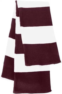 Sportsman SP02 Rugby-Striped Knit Scarf - Maroon White - Maroon White / One Size Fits Most