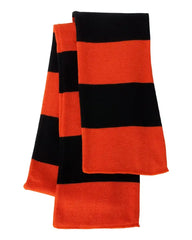 Sportsman SP02 Rugby-Striped Knit Scarf - Orange Black - Orange Black / One Size Fits Most