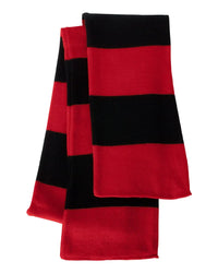 Sportsman SP02 Rugby-Striped Knit Scarf - Red Black - Red Black / One Size Fits Most