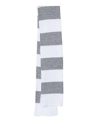 Sportsman SP02 Rugby-Striped Knit Scarf - White Heather Grey - White Gray / One Size Fits Most
