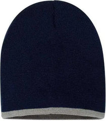 Sportsman SP09 8’’ Bottom Striped Knit Beanie Navy Grey Navy Gray / One Size Fits Most