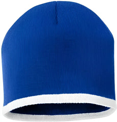 Sportsman SP09 8’’ Bottom-Striped Knit Beanie - Royal White - Royal White / One Size Fits Most