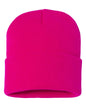 Sportsman SP12 12’’ Solid Cuffed Beanie - Neon Fuchsia - Fuchsia / One Size Fits Most
