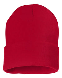 Sportsman SP12 12’’ Solid Cuffed Beanie - Red - Red / One Size Fits Most