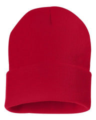 Sportsman SP12 12’’ Solid Cuffed Beanie - Red - Red / One Size Fits Most