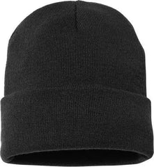 Sportsman SP12JL Jersey Lined 12’’ Cuffed Beanie - Black - Black / One Size Fits Most