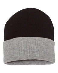 Sportsman SP12T 12’’ Color Blocked Cuffed Beanie - Black Heather - Black / One Size Fits Most