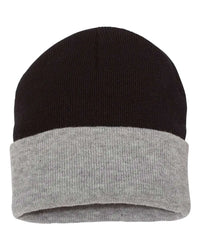 Sportsman SP12T 12’’ Color Blocked Cuffed Beanie - Black Heather - Black / One Size Fits Most