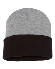 Sportsman SP12T 12’’ Color Blocked Cuffed Beanie - Heather Black - Black / One Size Fits Most