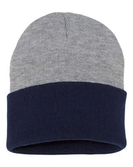 Sportsman SP12T 12’’ Color Blocked Cuffed Beanie - Heather Navy - Navy / One Size Fits Most