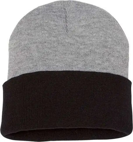 Sportsman SP12T Colorblocked 12’’ Cuffed Beanie - Heather Black - Black / One Size Fits Most